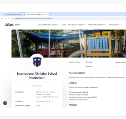 ICSN Recruitment Profile on TES/Schrole TES/Schrole recruitment profile for International Christian School Nonthaburi showing advertised employment information.
