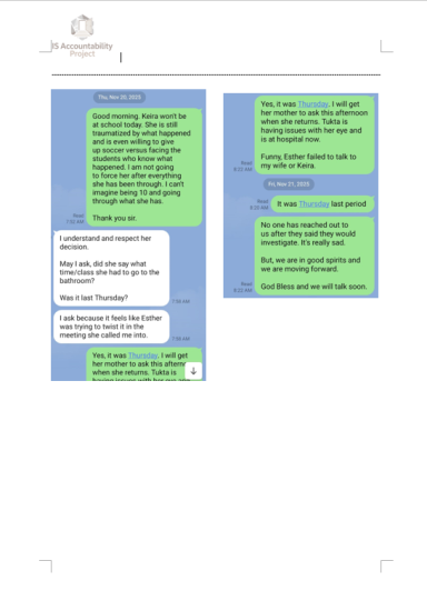 Initial Bullying and Welfare Concerns Messages discussing bullying and student distress