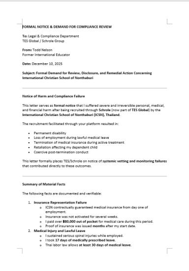 Formal Compliance Review Request Formal notice requesting compliance review and remedial action concerning ICSN recruitment.