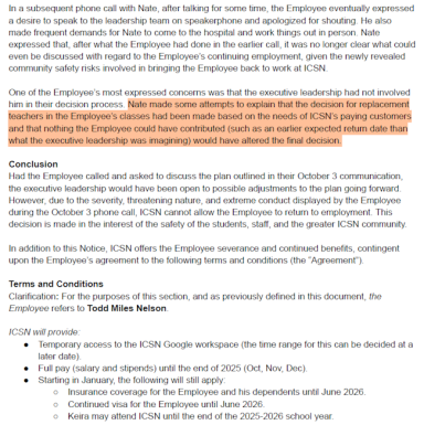 ICSN email referencing “paying customers” and stating the decision was already final.
